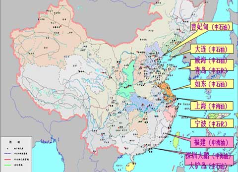 中国LNG接收站分布图
