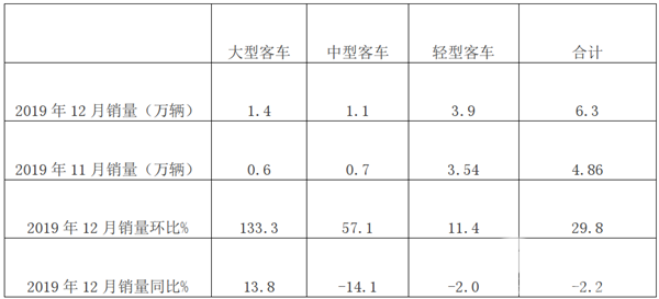 2019年全年大中轻客销量特征盘点